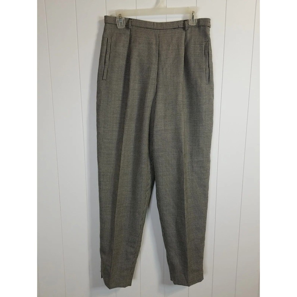 Pendleton Pants Womens Size 12 Houndstooth Virgin Wool Lined Made in USA
